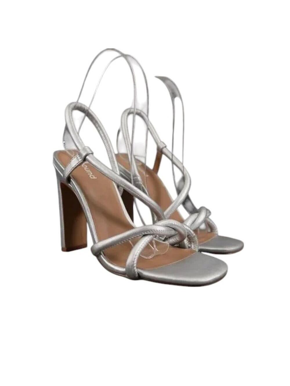Abound Shoes Womens 5 Pump Sandals Slingback Silver Tube Straps Slip On Fashion